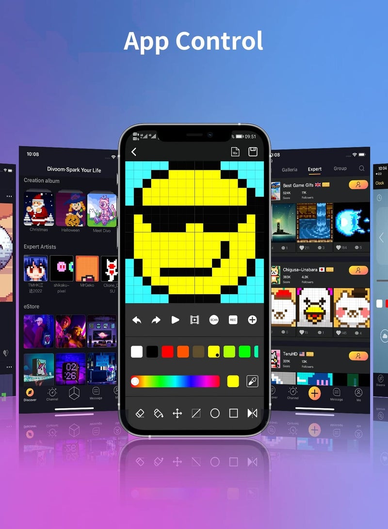 SOLARAE إطار صور رقمي بتقنية بكسل آرت، لوحة عرض LED مناسبة لأشرطة الإضاءة RGB، مع تحكم عبر تطبيق ذكي، إعداد أنيميشن رائع لمكتب الكمبيوتر، التلفاز، وزينة غرفة الألعاب - Image 5