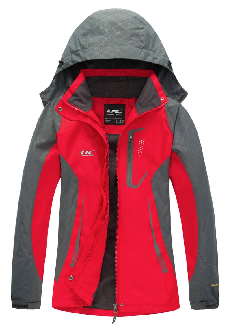 Diamond Candy Women's Waterproof Rain Jacket with Hood Lightweight Outdoors Raincoat - Image 1