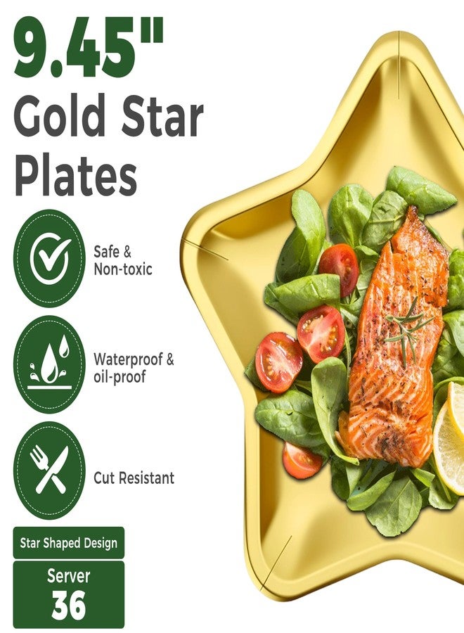 ITTEBISS 36PCS Star Plates, 9.45" Star Shaped Gold Paper Plates Disposable Dinner Dessert Plates for Graduation Independence Day Wedding Baby Shower Birthday Party Supplies - Image 2