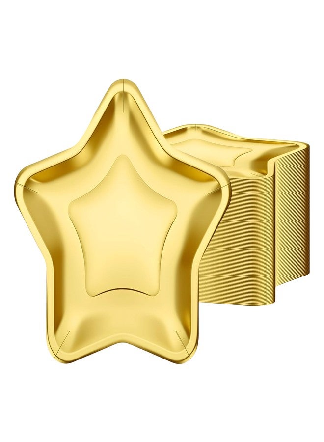 ITTEBISS 36PCS Star Plates, 9.45" Star Shaped Gold Paper Plates Disposable Dinner Dessert Plates for Graduation Independence Day Wedding Baby Shower Birthday Party Supplies - Image 1