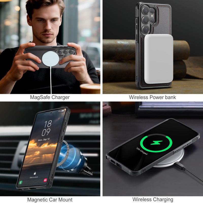 Usroom for Samsung Galaxy S26 Ultra Case Wallet Compatible with Magsafe, RFID Blocking Magnetic Card Holder 2 in 1 Detachable Kickstand Shockproof Phone Case for Galaxy S26 Ultra 6.9" Black - Image 3