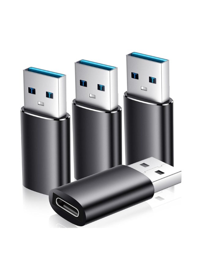 USB C to USB Adapter, USB 3.1 10Gbps OTG, Type-C Female to USB-A Male, Fast Charging & Data Transfer, for Type-C Devices, Pack 4, Black - Image 1