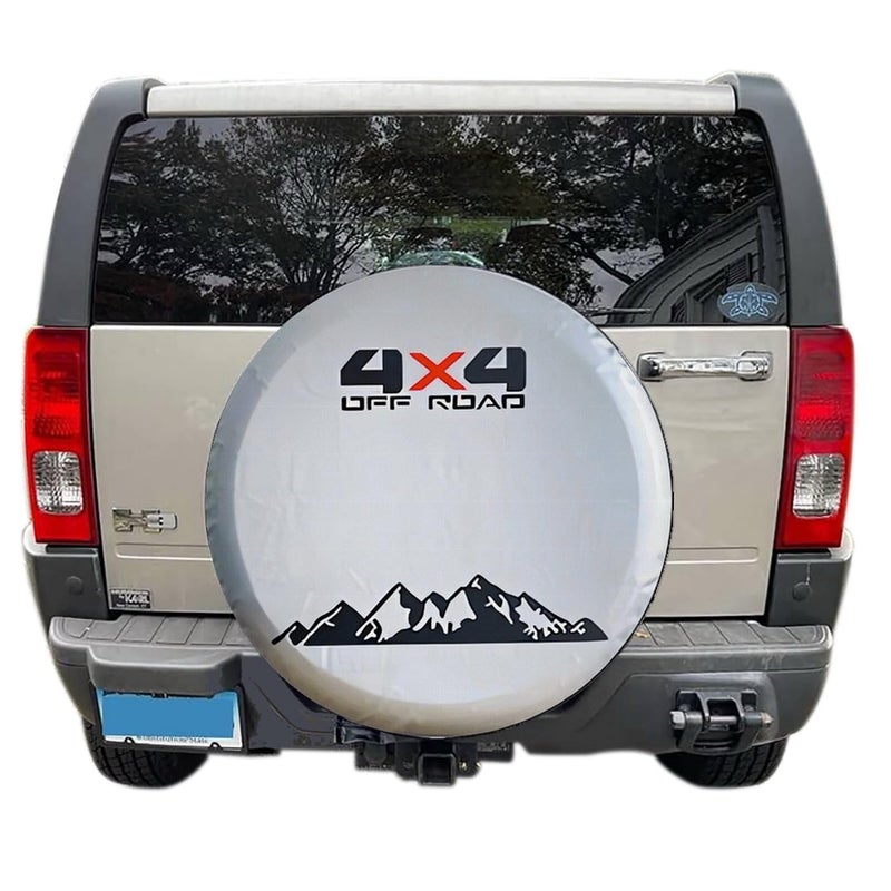 Tribones for Hummer H2 Land Rover Defender Ford Raptor F150 Ford Bronco Jeep Grand Cherokee Spare Tire Cover Spare Wheel Cover Protector WhiteSilver XXL 31570R17 28575R17