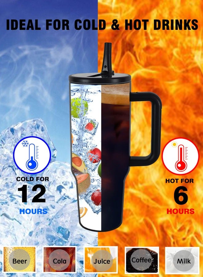 GIFUBOWA 40 oz Stainless Steel Vacuum Insulated Tumbler with Straw Lid and Handle Leak-proof Travel Mug for Water Iced Tea or Coffee Smoothie - Image 5