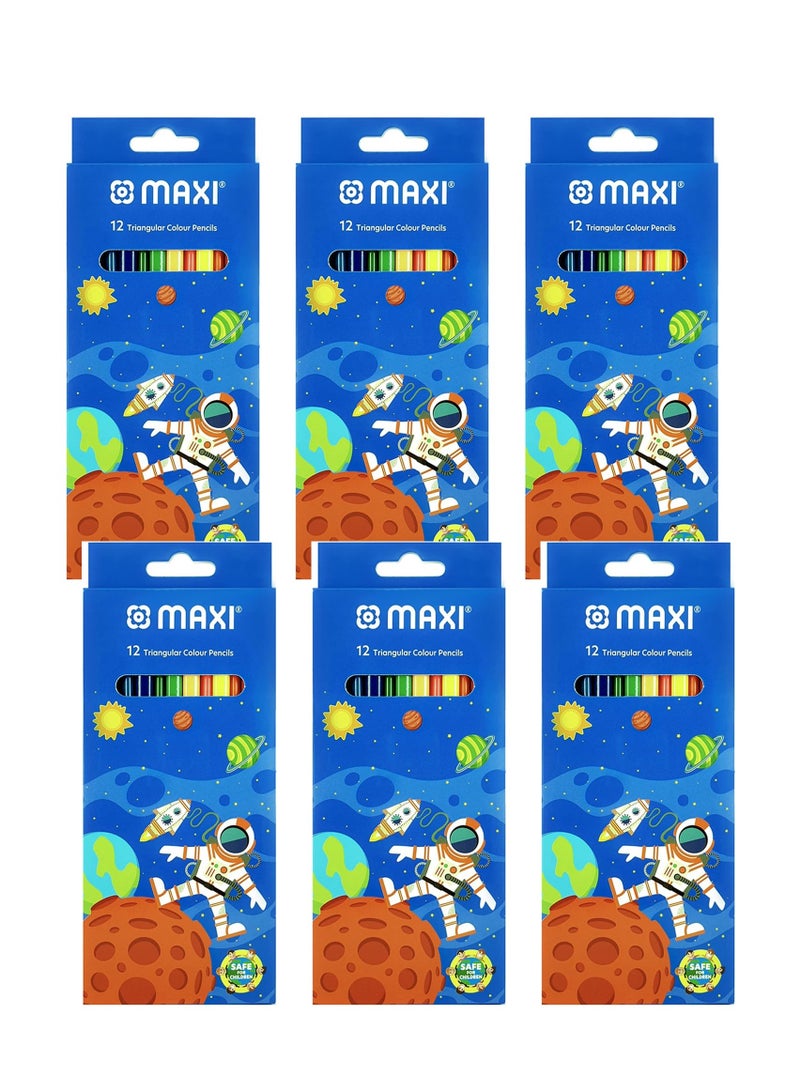 Maxi 6-Pack Colour Pencils 12 Pieces Per Pack - Image 1