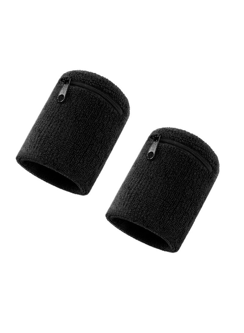 Thick Sport Wristband with Zipper,Wrist Wallet Sweatband Wrist Support for Men Women Gym,Running,Walking - Image 1