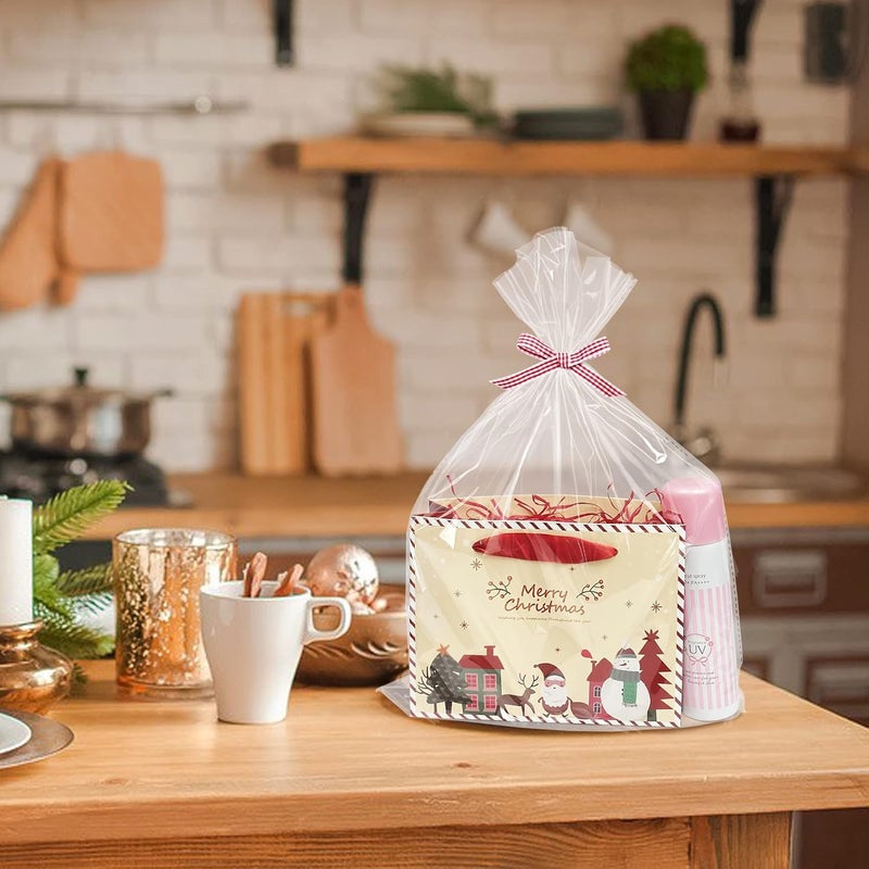 Morepack Large Flat Bottom Cellophane Bags,100Pcs 12x4x16 Inches Clear Flat Bottom Cellophane Gift Bags with Twist Ties (No Side Gusset) - Image 3