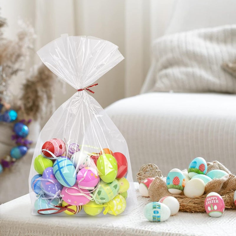 Morepack Large Flat Bottom Cellophane Bags,100Pcs 12x4x16 Inches Clear Flat Bottom Cellophane Gift Bags with Twist Ties (No Side Gusset) - Image 4