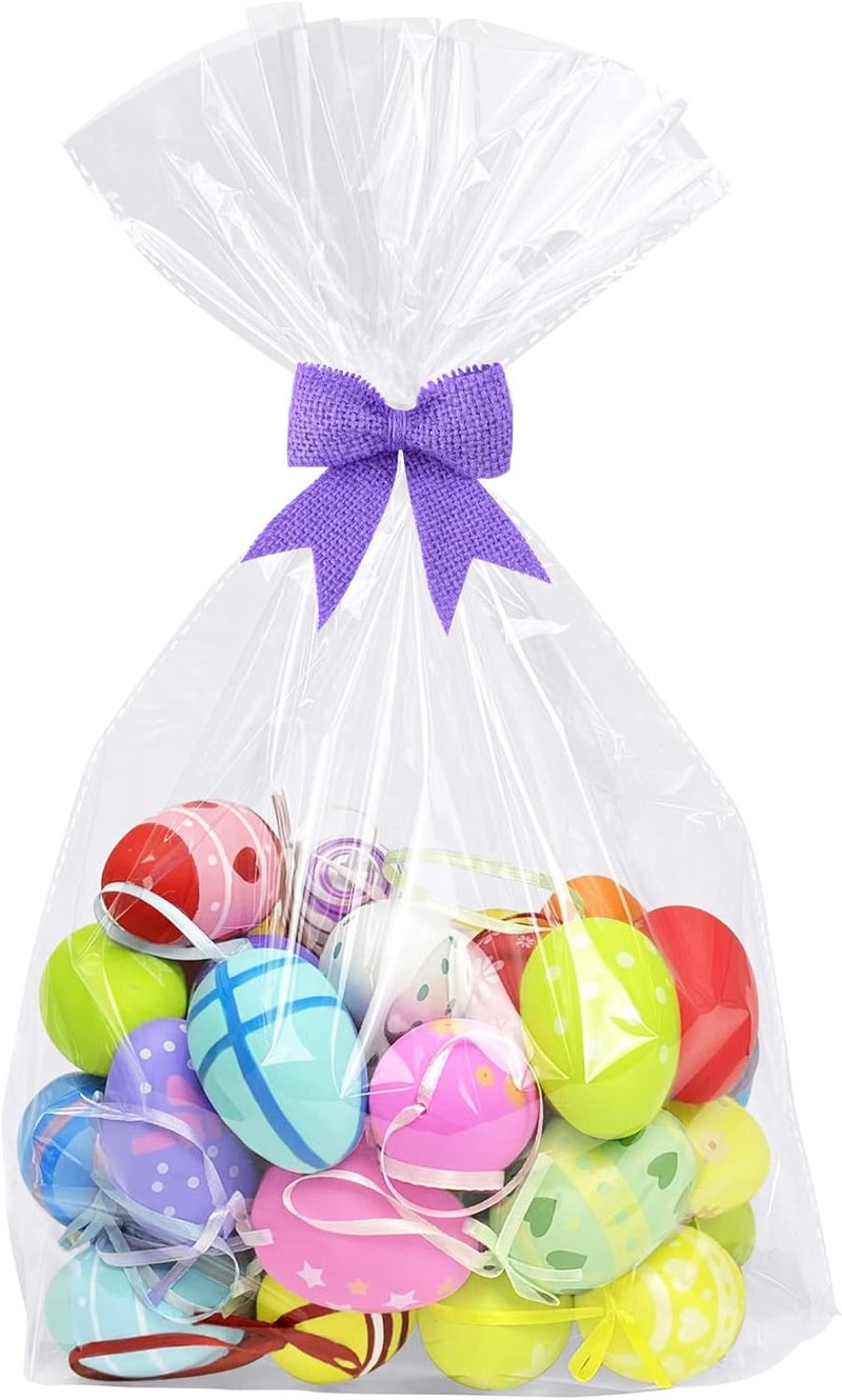 Morepack Large Flat Bottom Cellophane Bags,100Pcs 12x4x16 Inches Clear Flat Bottom Cellophane Gift Bags with Twist Ties (No Side Gusset) - Image 1