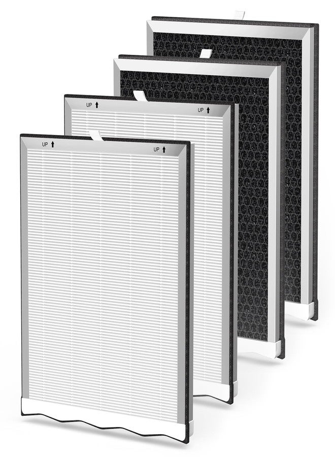 Extolife APH4000 Air Purifier Filter Replacement for KNKA APH4000, 4 Pack H13 True HEPA Filters with Activated Carbon for Smoke Dust Pet Dander Hair, Part No. APH4000LX - Image 1