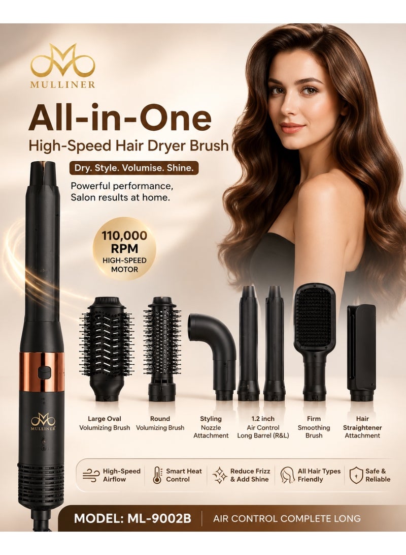 MULLINER 7-in-1 Hot Air Styler and Hair Dryer Set 1200W Professional Volumizer Curler - Image 5
