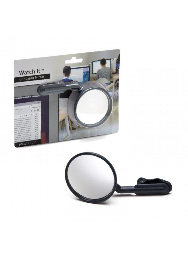 Peleg Design Watch-It - Monitor Mirror - Clip On Cubicle Mirror, Computer Rear-View Mirror, Convex Mirror for Personal Safety or Security Cabinet Desk Rear-View Monitors Blind Spot Mirror