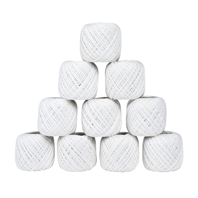 CORIOX Crochet Thread Set Of 10 Ball Crochet Cotton Thread Yarn For Knitting And Craft Making. Size 20 Gram 55 To 60 Mtr Approx (Off White), 200 Gram - Image 1