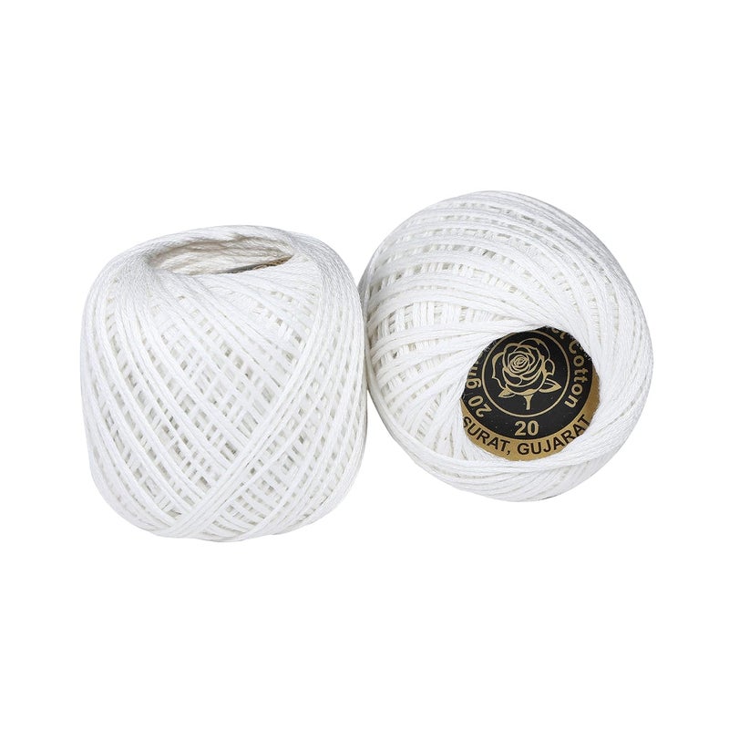 CORIOX Crochet Thread Set Of 10 Ball Crochet Cotton Thread Yarn For Knitting And Craft Making. Size 20 Gram 55 To 60 Mtr Approx (Off White), 200 Gram - Image 3