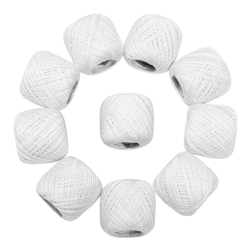 CORIOX Crochet Thread Set Of 10 Ball Crochet Cotton Thread Yarn For Knitting And Craft Making. Size 20 Gram 55 To 60 Mtr Approx (Off White), 200 Gram - Image 2