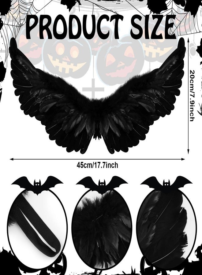 Foaincore 5 Pcs Halloween Fallen Dark Angel Costume Dark Angel Dress Wing Headband Wand Fishnet Tights for Women Black Fairy Cosplay(Medium) - Image 3