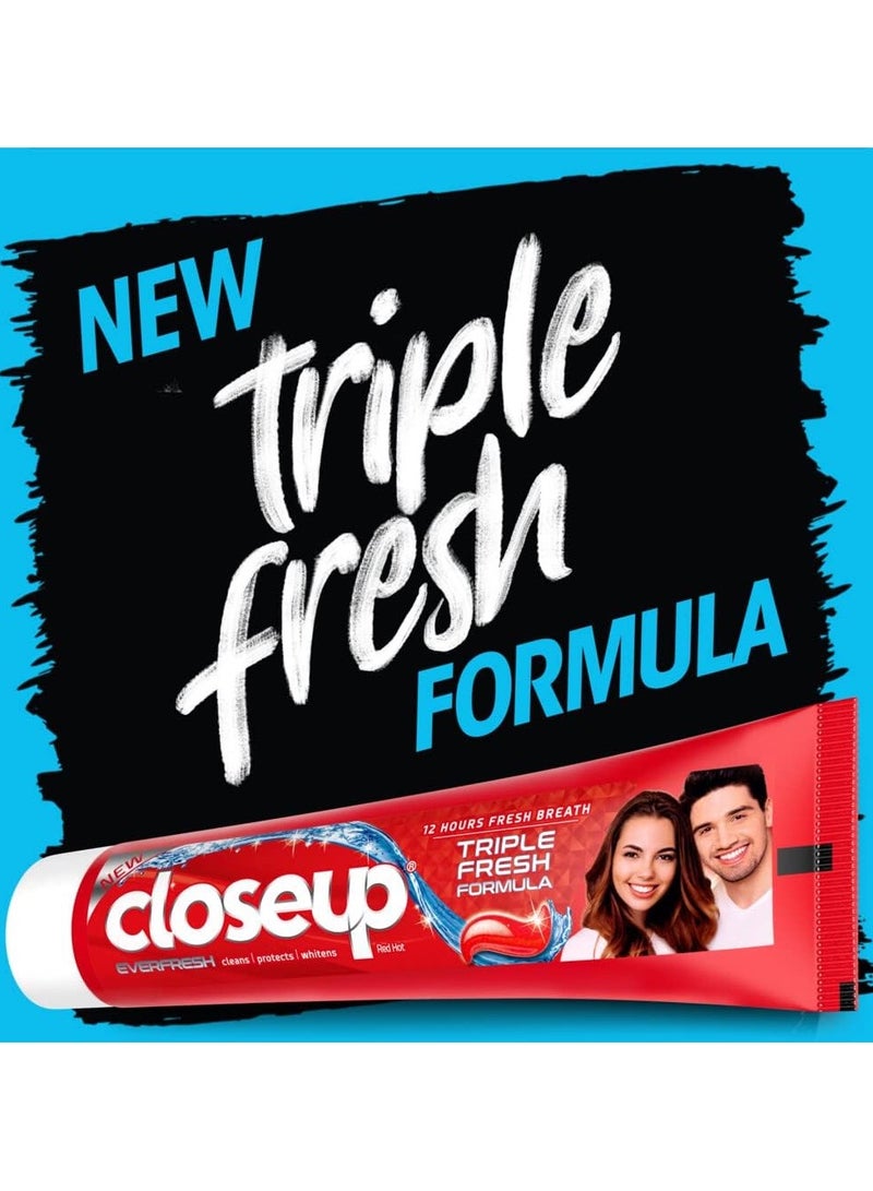 Close Up Triple Fresh Gel Toothpaste, for 24 hours fresh breath, Red Hot Flavor, With antibacterial mouthwash & microshine crystals, 75ml x 4 - Image 5