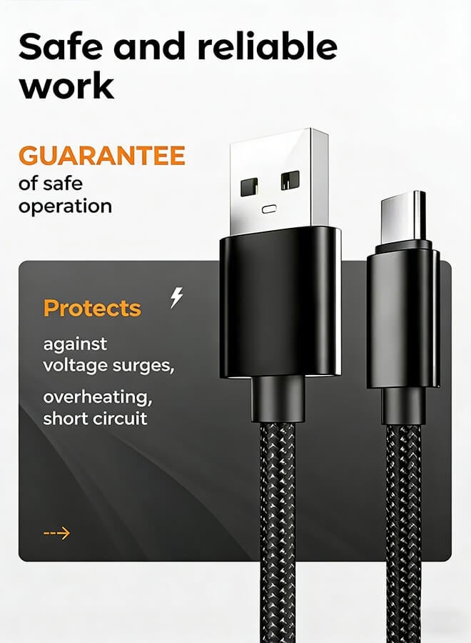 Bliszaar USB to Type C Cable 2M, Type C Cable A to USB C Data Cord Premium Nylon Braided Wire Compatible with Samsung Galaxy MacBook Pro Switch Huawei MateBook X Pro 2M - Image 3