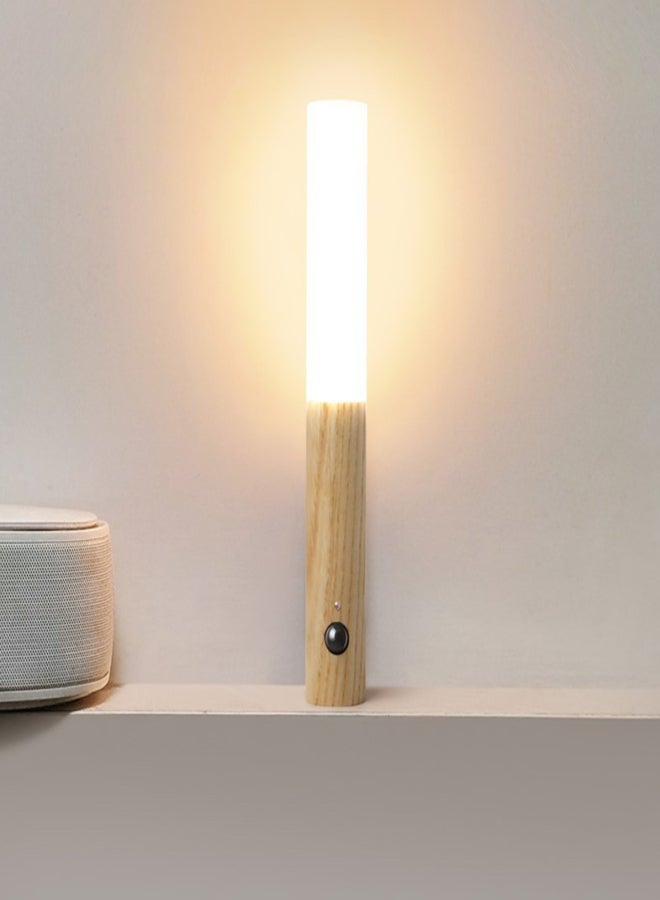 Smart Motion Sensor Night Light Corridor Hallway Body Sensor Light Magnetic Wooden Wall Sconce Rechargeable Lamp for Living Room Bedroom Kidsroom Hallway Wardobe - Image 2