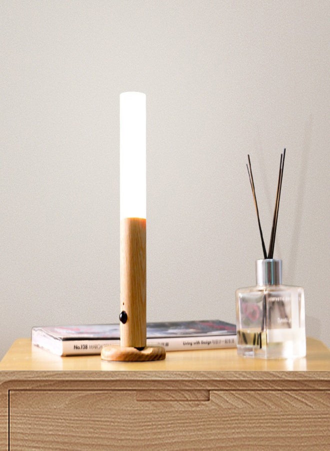 Smart Motion Sensor Night Light Corridor Hallway Body Sensor Light Magnetic Wooden Wall Sconce Rechargeable Lamp for Living Room Bedroom Kidsroom Hallway Wardobe - Image 3