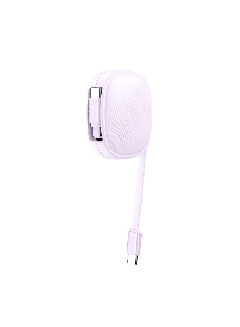 iOsuite USB-C to USB-C Retractable Cable 60W Super Fast Charging, 1M Portable Type-C Cable, Smooth Pull Design, Durable TPE & Aluminum Connectors, Compatible with Android, Laptops & Tablets – Purple - Image 2