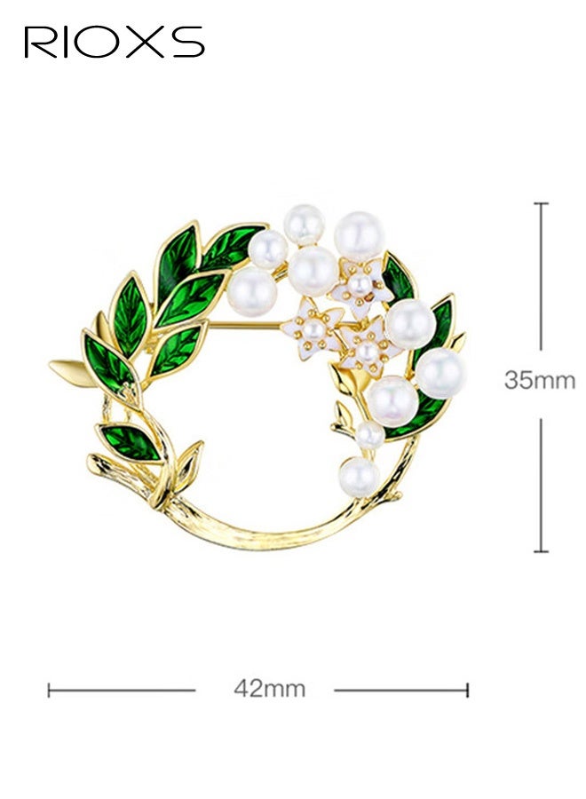 ريوكس دبابيس ودبابيس مصنوعة يدويًا من زهور الجاردينيا للنساء، دبابيس على شكل زهرة من المينا وأوراق خضراء، دبابيس دبابيس مجوهرات على شكل زيت يقطر يدويًا، دبابيس أمان أنيقة من أكاليل الزهور للنساء والفتيات والسيدات - Image 3