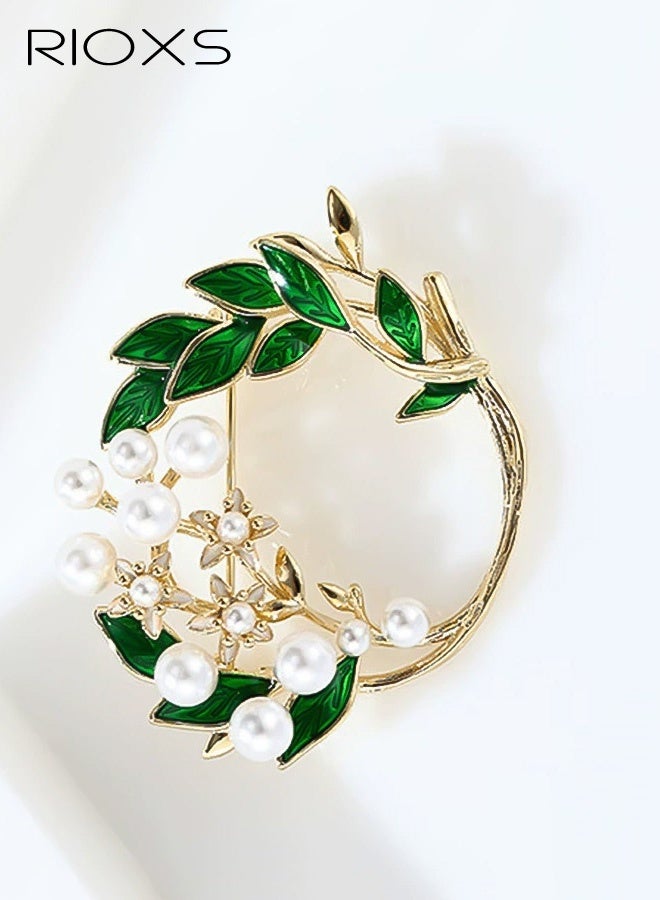 ريوكس دبابيس ودبابيس مصنوعة يدويًا من زهور الجاردينيا للنساء، دبابيس على شكل زهرة من المينا وأوراق خضراء، دبابيس دبابيس مجوهرات على شكل زيت يقطر يدويًا، دبابيس أمان أنيقة من أكاليل الزهور للنساء والفتيات والسيدات - Image 4