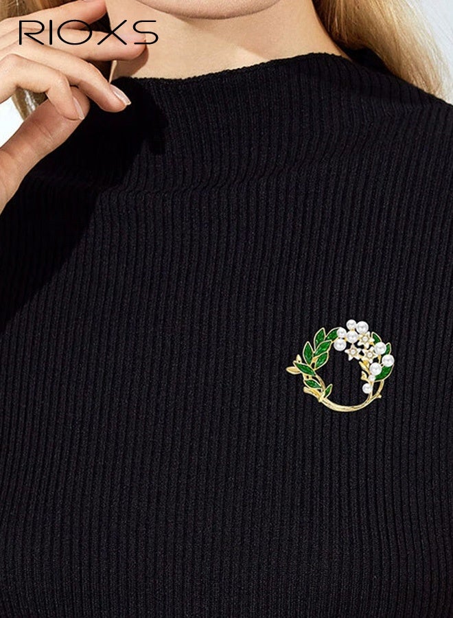 ريوكس دبابيس ودبابيس مصنوعة يدويًا من زهور الجاردينيا للنساء، دبابيس على شكل زهرة من المينا وأوراق خضراء، دبابيس دبابيس مجوهرات على شكل زيت يقطر يدويًا، دبابيس أمان أنيقة من أكاليل الزهور للنساء والفتيات والسيدات - Image 1