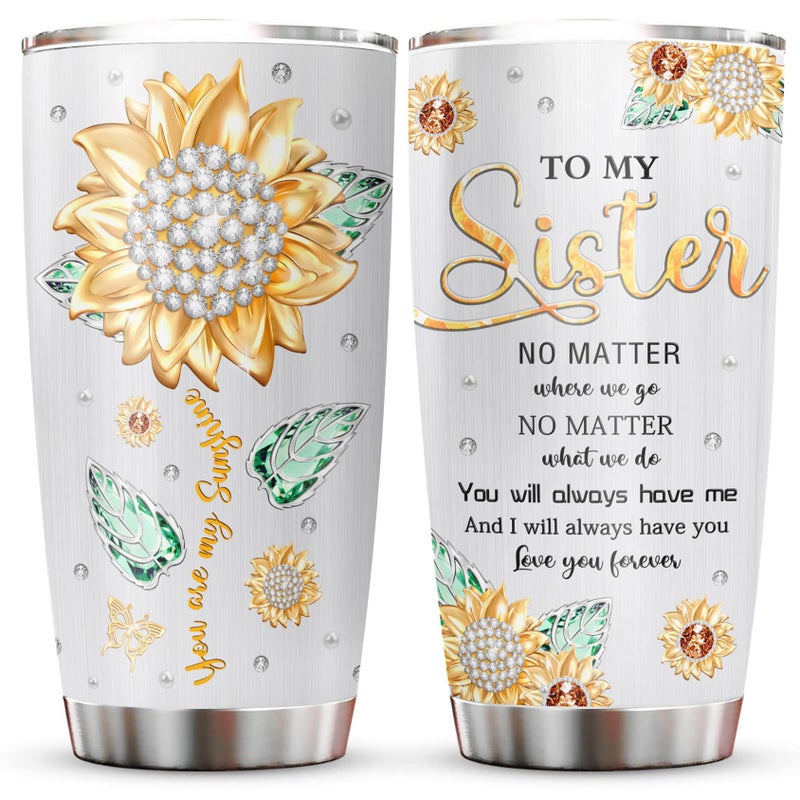 Muilzon Best Big/Little Sister Gifts from Sisters Tumblers 20oz - Cool/Funny Gifts for Sister from Brother Coffee Mug - Christmas Mothers Day Birthday Gift Ideas for Sis Cup - Image 1
