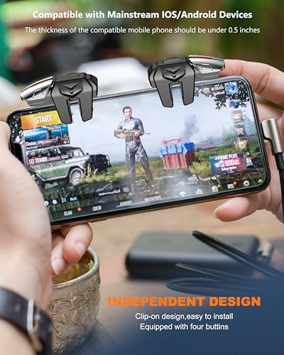 ACEDAYS Mobile Phone Controller for Android & iPhone, 6 Trigger Game Controller Compatible with PUBG Mobile/Knives Out/Call of Duty Mobile, Phone Triggers for Gaming with Sensitive Shoot and Aim - Image 3