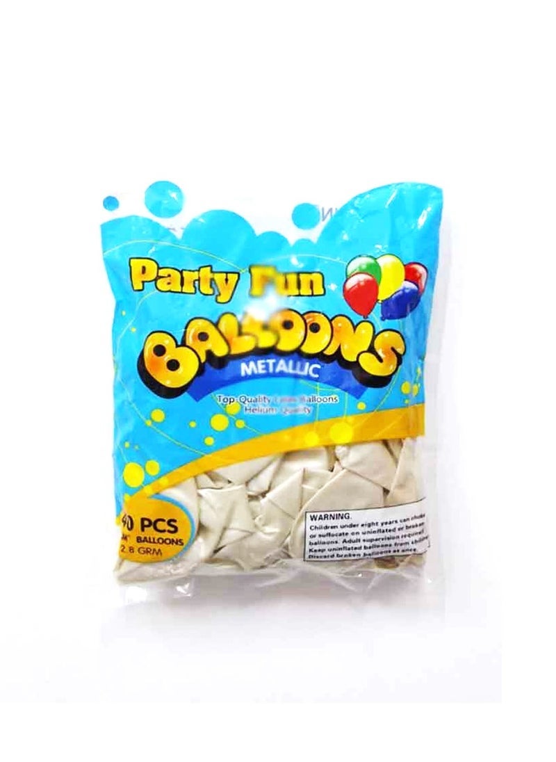 بارتي فن بالون معدني 12 بوصة لون ابيض 40 قطعة - Image 2