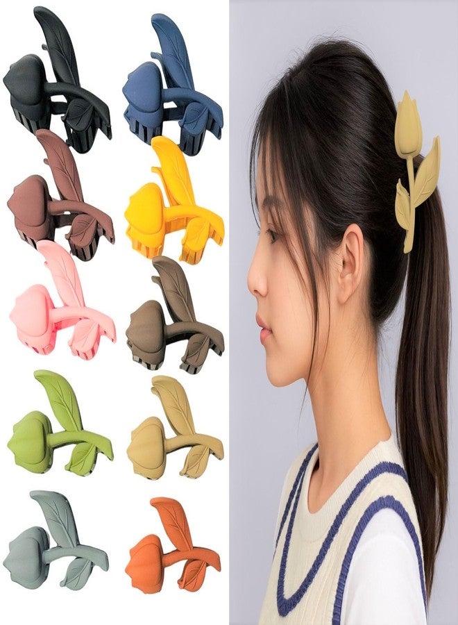 Luxelocks Pack of 4pcs, Floral Hair claw Clips, Tulip Design, Hair Claw Matte Tulip Flower Hair Clutcher for women & girls - Image 1