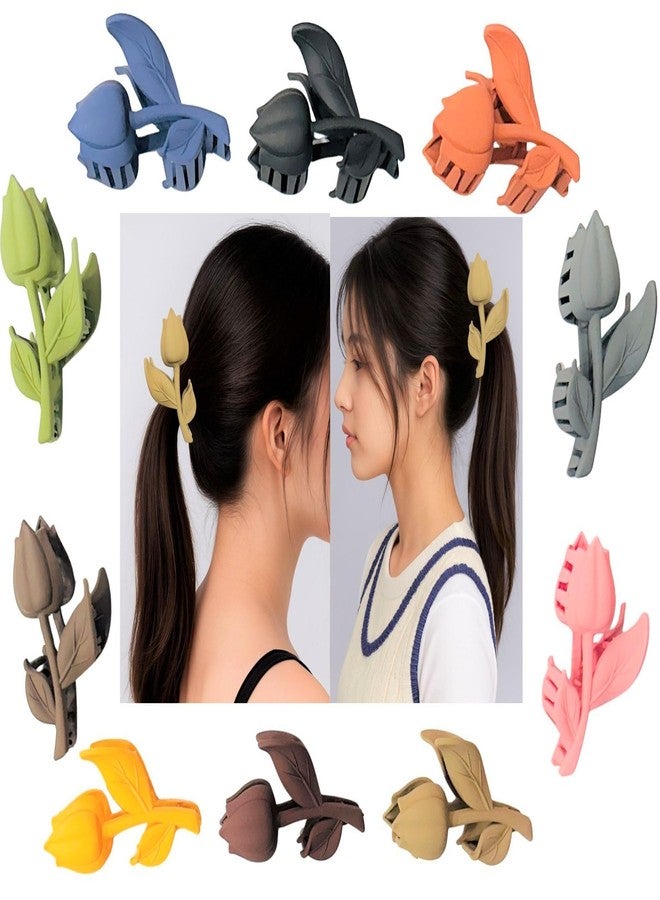 Luxelocks Pack of 4pcs, Floral Hair claw Clips, Tulip Design, Hair Claw Matte Tulip Flower Hair Clutcher for women & girls - Image 2