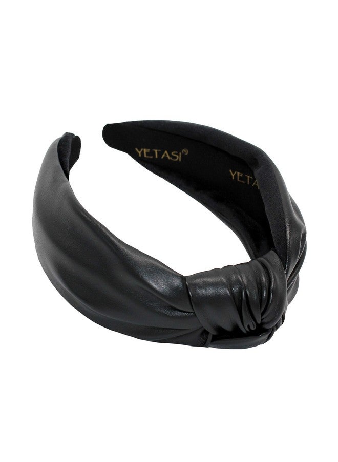 YETASI Headbands For Women Black Trendy Head Bands For Women'S Hair Leather Knotted Headband For Women Is A Top Knot Womens Headbands Fashion Designer - Image 1