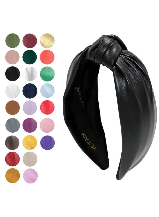 YETASI Headbands For Women Black Trendy Head Bands For Women'S Hair Leather Knotted Headband For Women Is A Top Knot Womens Headbands Fashion Designer - Image 2