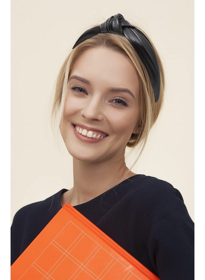 YETASI Headbands For Women Black Trendy Head Bands For Women'S Hair Leather Knotted Headband For Women Is A Top Knot Womens Headbands Fashion Designer - Image 3