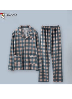 Tucano Men's Thin Cotton Cardigan Long Sleeved Home Suit Set Pajamas  - Image 1