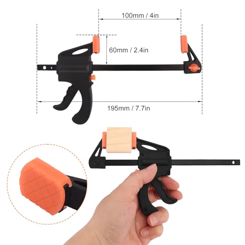 GENHAKON 20 Pack 4 Inch F Bar Clamp Medium Duty 70lbs One Handed ClampsSpreader Bar Clamps for Woodworking Crafting by GENHAKON - Image 3