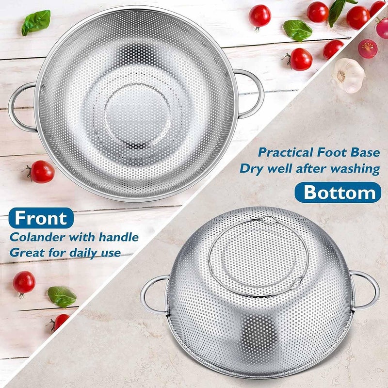SKOFRI Stainless Steel Colander MicroPerforated Footed Metal Colander with Handle Heavy Duty Strainer for Kitchen FoodPastaVegetableRiceFruitNoodles Dishwasher Safe - Image 4