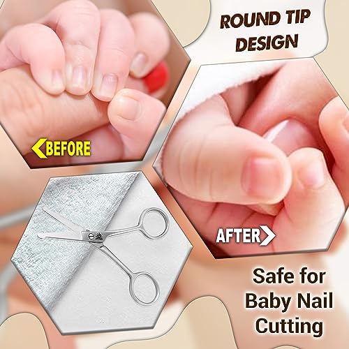 ARSUK Baby Nail Scissors for Kids Rounded Tip for Fingernail Toenail & Hair Multi-purpose Grooming Beauty Tools for Nose, Ear, Eyebrow Facial Hair of Men and Women Stainless Steel 4 Inch - Image 4