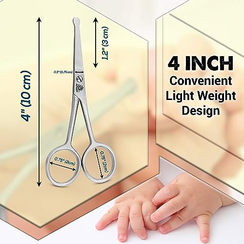 ARSUK Baby Nail Scissors for Kids Rounded Tip for Fingernail Toenail & Hair Multi-purpose Grooming Beauty Tools for Nose, Ear, Eyebrow Facial Hair of Men and Women Stainless Steel 4 Inch - Image 2