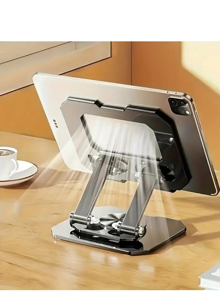 360° Rotating Tablet Stand Metal Alloy Adjustable Height Rotation Bracket, Suitable For tablet Computers for Desk Ergonomic Foldable Metal Tablet Holder/Tablets/Mobile Phones - Image 3