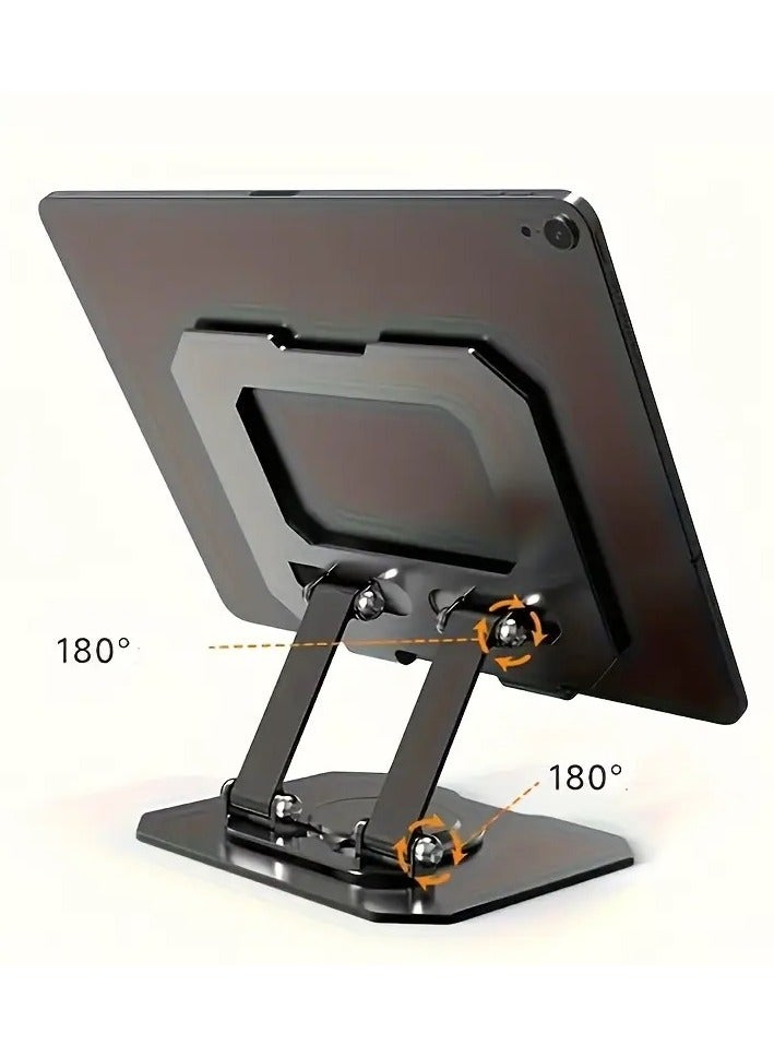 360° Rotating Tablet Stand Metal Alloy Adjustable Height Rotation Bracket, Suitable For tablet Computers for Desk Ergonomic Foldable Metal Tablet Holder/Tablets/Mobile Phones - Image 4