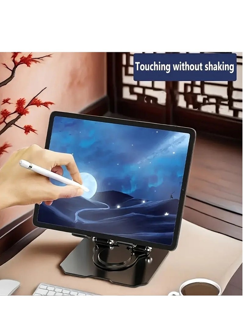 360° Rotating Tablet Stand Metal Alloy Adjustable Height Rotation Bracket, Suitable For tablet Computers for Desk Ergonomic Foldable Metal Tablet Holder/Tablets/Mobile Phones - Image 5