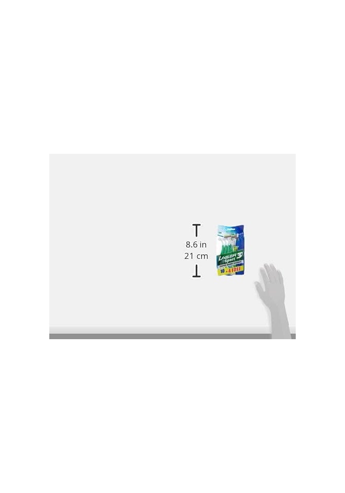 LASER شفرات حلاقة ليزر سبورت 3 ذات قبضة قوية ثلاثية الشفرات القابلة للاستخدام مرة واحدة مع تأثير تبريد بالمنثول - 14 قطعة - Image 3