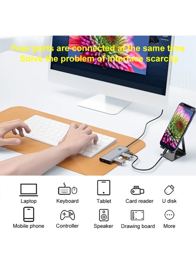 محول Type C 7 في 1 مع 4K HDTV و PD 100W ومنافذ USB 3.0 وقارئ بطاقات SD/TF - Image 3