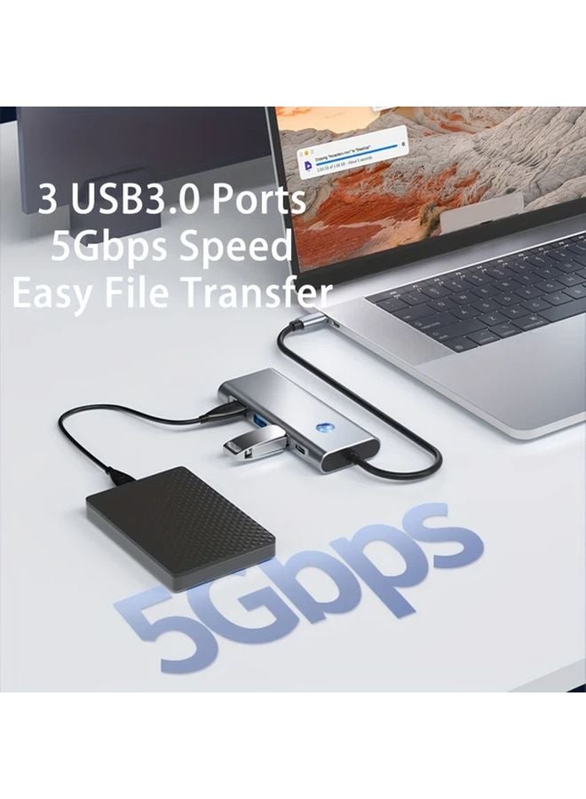 محول Type C 7 في 1 مع 4K HDTV و PD 100W ومنافذ USB 3.0 وقارئ بطاقات SD/TF - Image 4