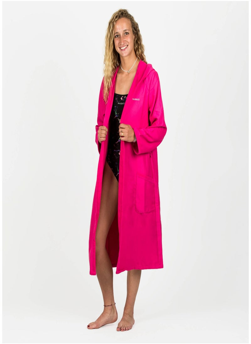 NABAIJI NABAIJI by DECATHLON, Women's Compact Microfibre Hooded Bathrobe Soft & Lightweight Pink  - Image 1