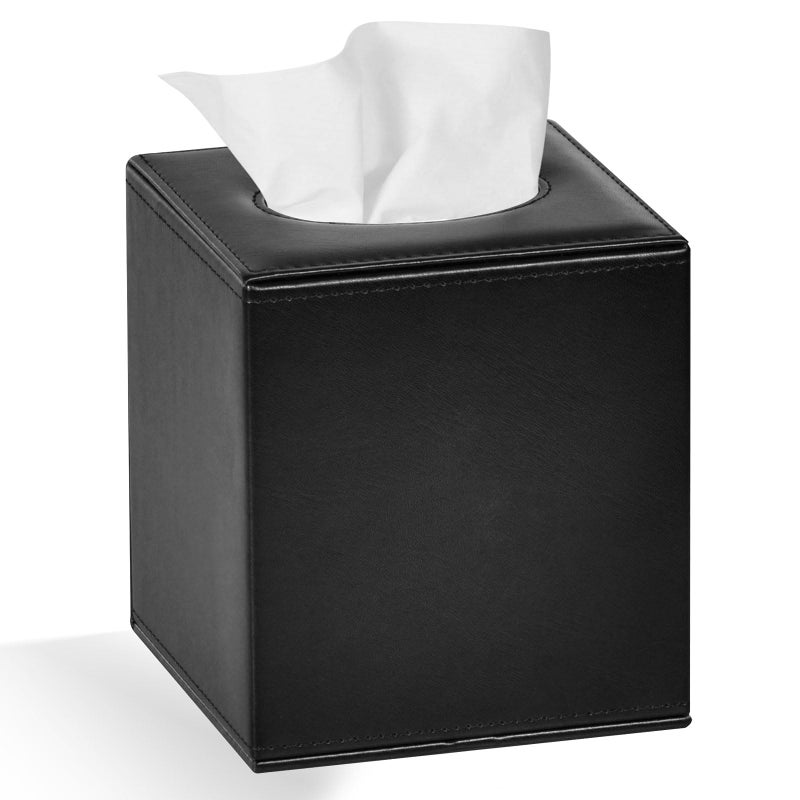 Colylan Tissue Box Cover Square Tissue Box Holder for Bathroom (Black) - Image 1