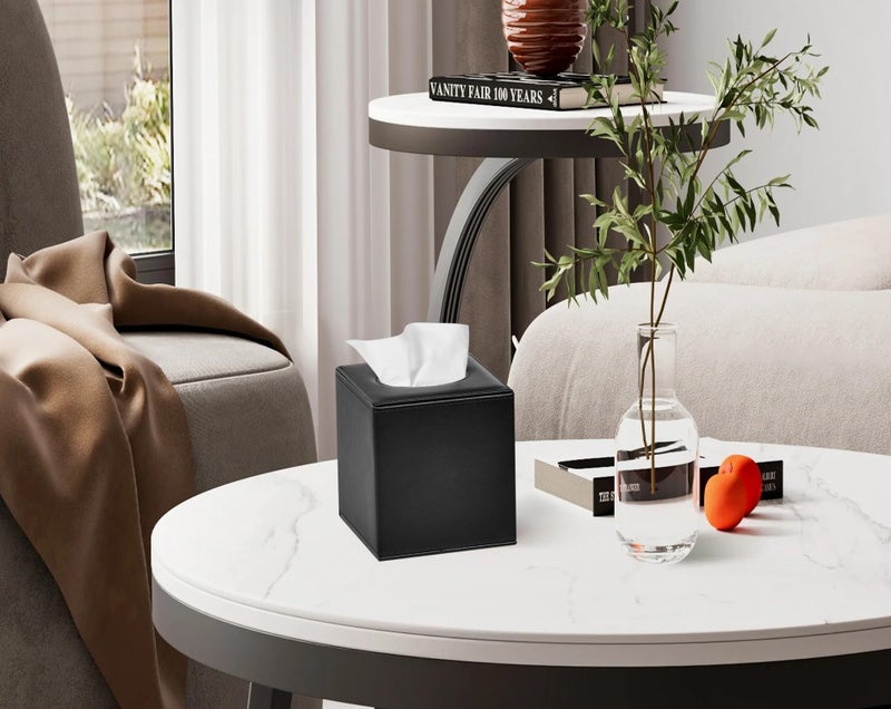 Colylan Tissue Box Cover Square Tissue Box Holder for Bathroom (Black) - Image 3